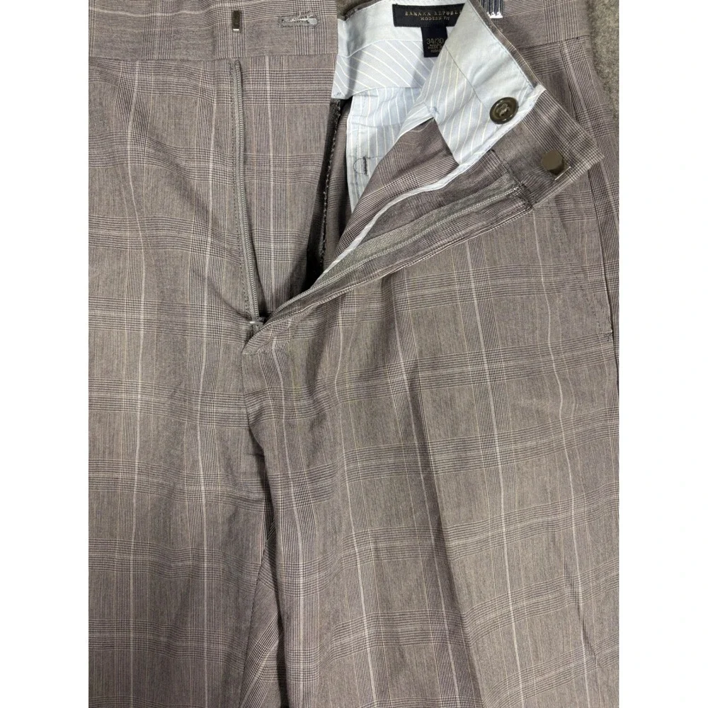 Banana Republic Modern Fit Mens 34x30 Gray Plaid Cotton‎ Dress Pants 632363-01